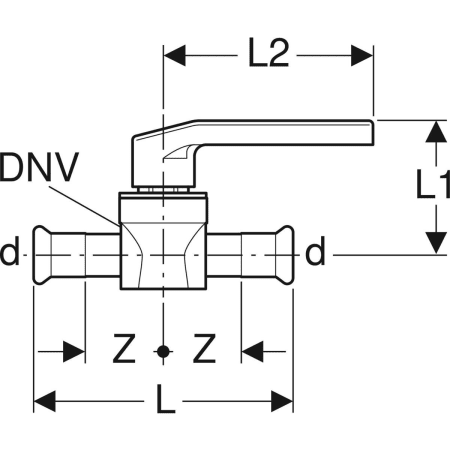 94952 Шаровой кран Geberit Mapress из нержавеющей стали с рукояткой Geberit  - Вид №2