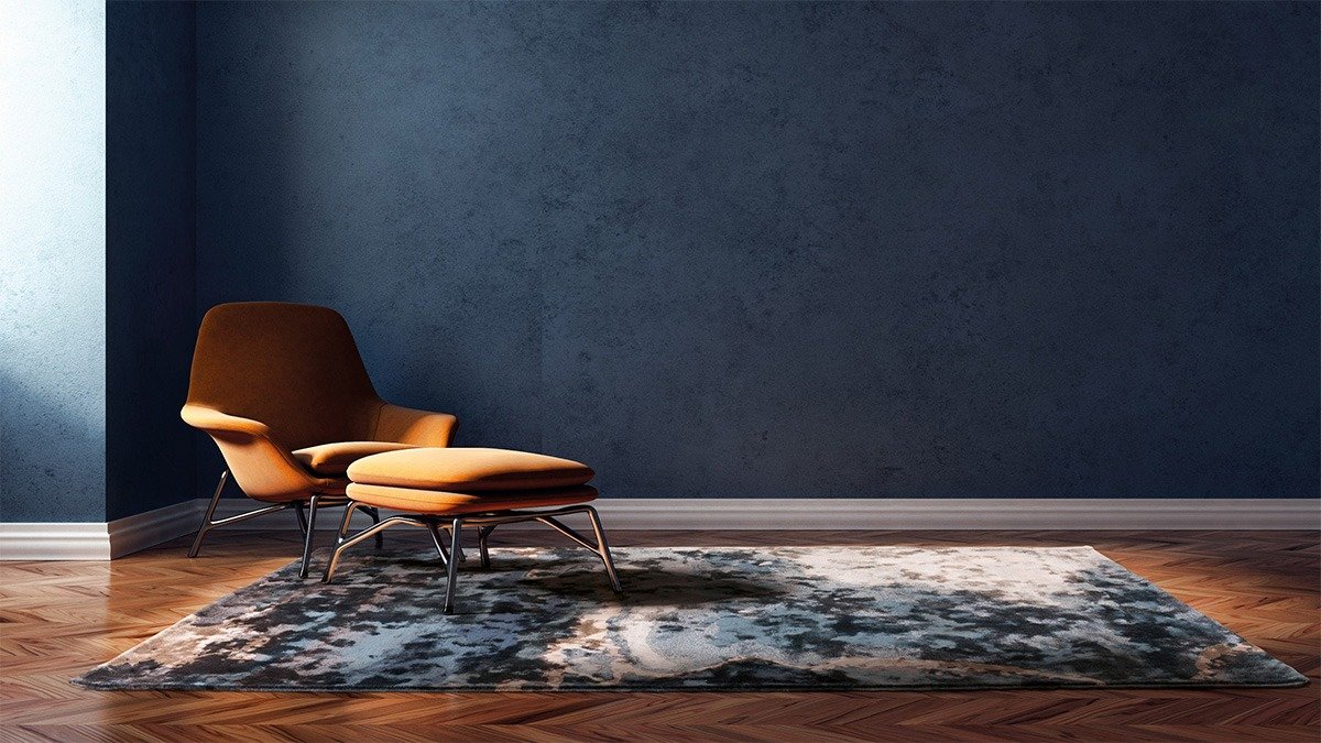 Ковер прямоугольный темно-синий 300х200 см Escape Blue CARPETDECOR ДИЗАЙНЕРСКИЕ, HANDMADE, ДЕТСКИЕ 00-3893131 Синий  - Вид №1