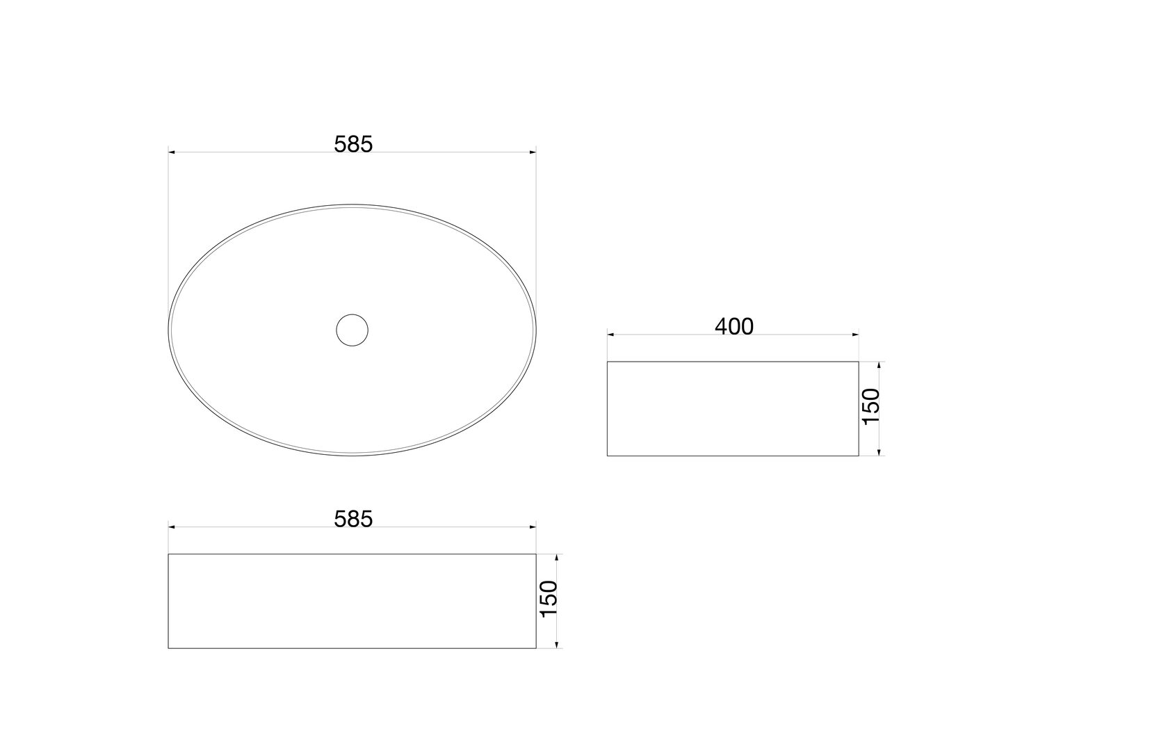 SL-1074 Раковина керамическая накладная без перелива LAB.Space  - Вид №1