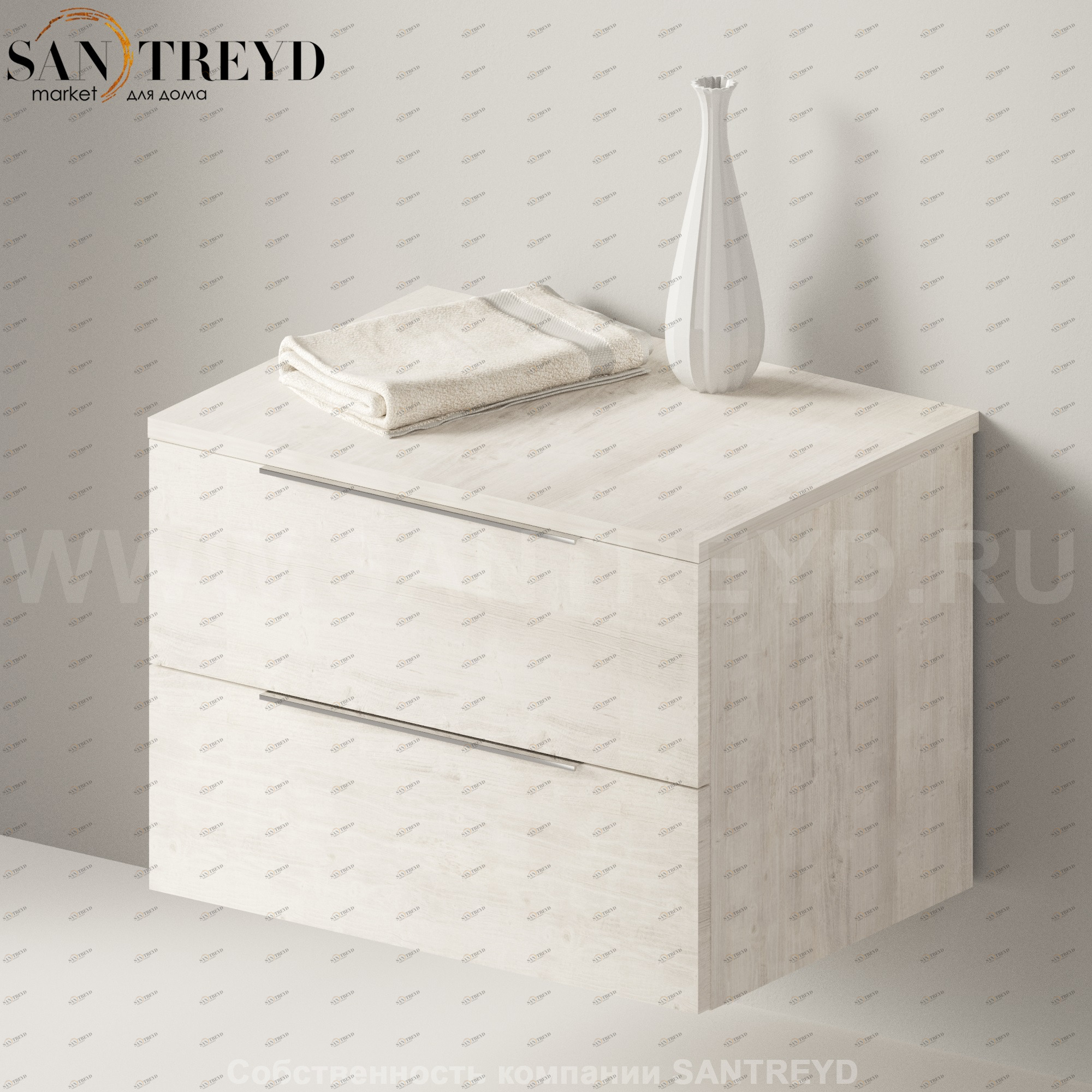 Flaminia BOX Настенная тумба 70 см с 2-мя ящиками BX425.WR Ceramica Flaminia BX425WR