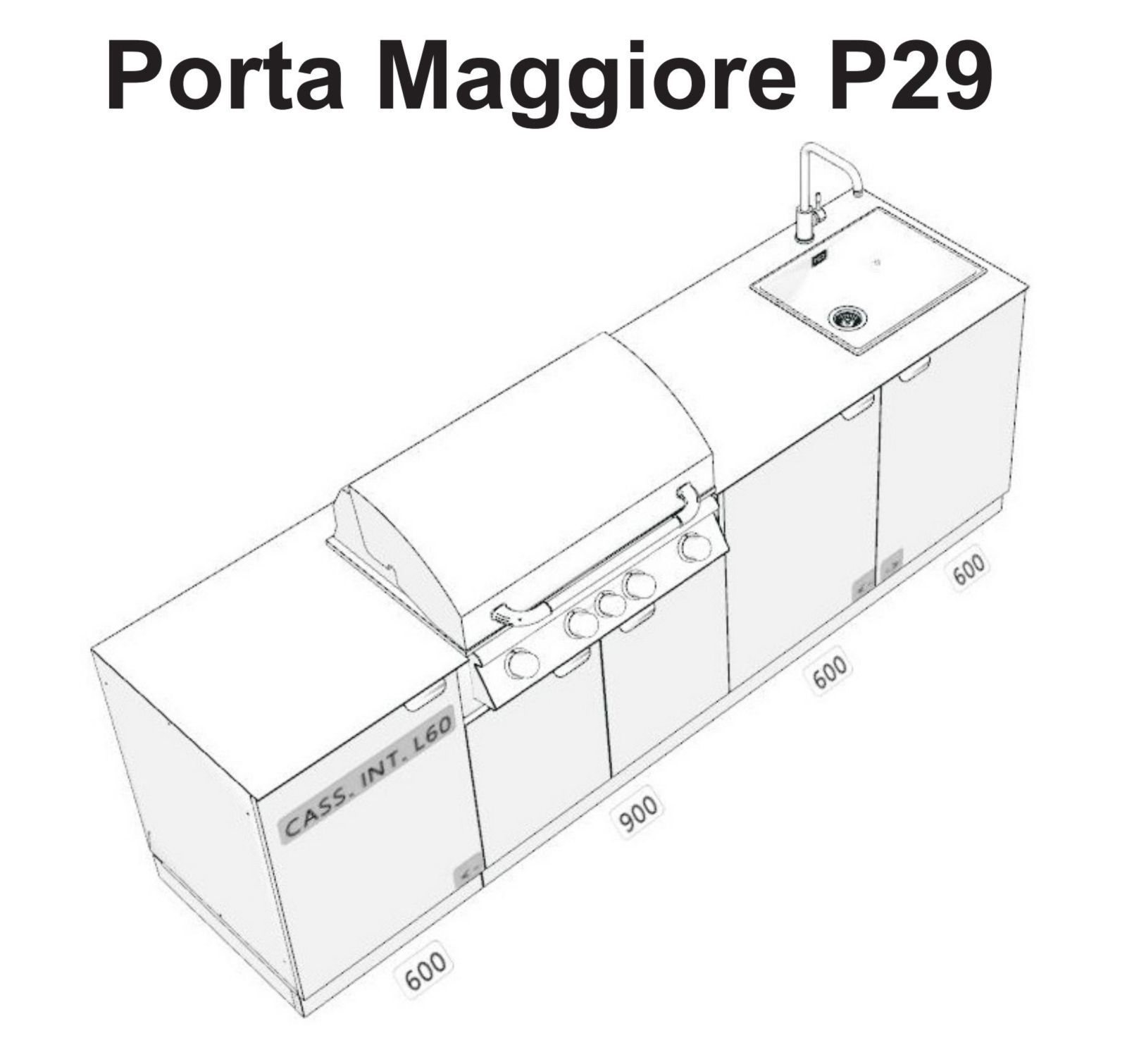 Газовая плита из нержавеющей стали с барбекю OF outdoorkitchens Porta Maggiore ARCH-00088488 - Вид №7