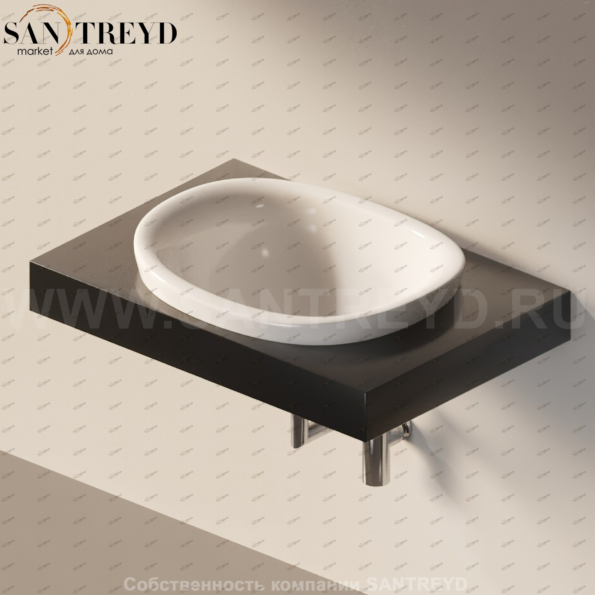 Flaminia IO e SI Столешница с отверстием под раковину черная IO60M1.9017 Ceramica Flaminia IO60M19017