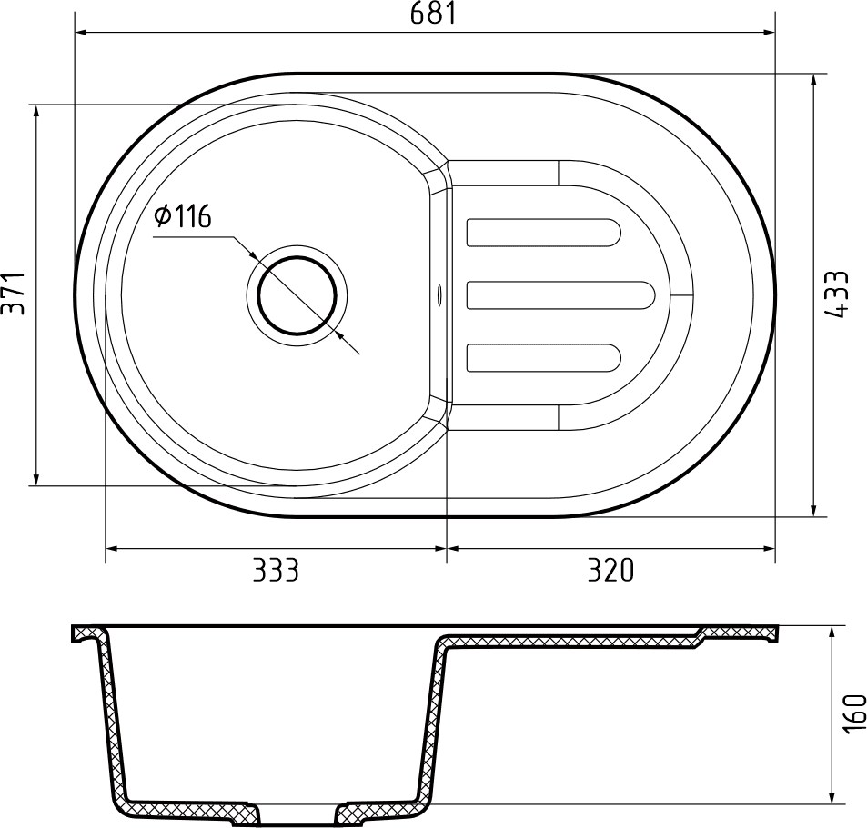 Кухонная мойка Искусственный камень SMART S601 GranFest 685-S601 - Вид №1