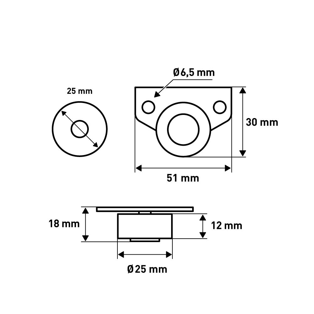 Мебельное колесо , на платформе, без тормоза, D25, белый LJPS0208 Public Steel Россия  - Вид №5