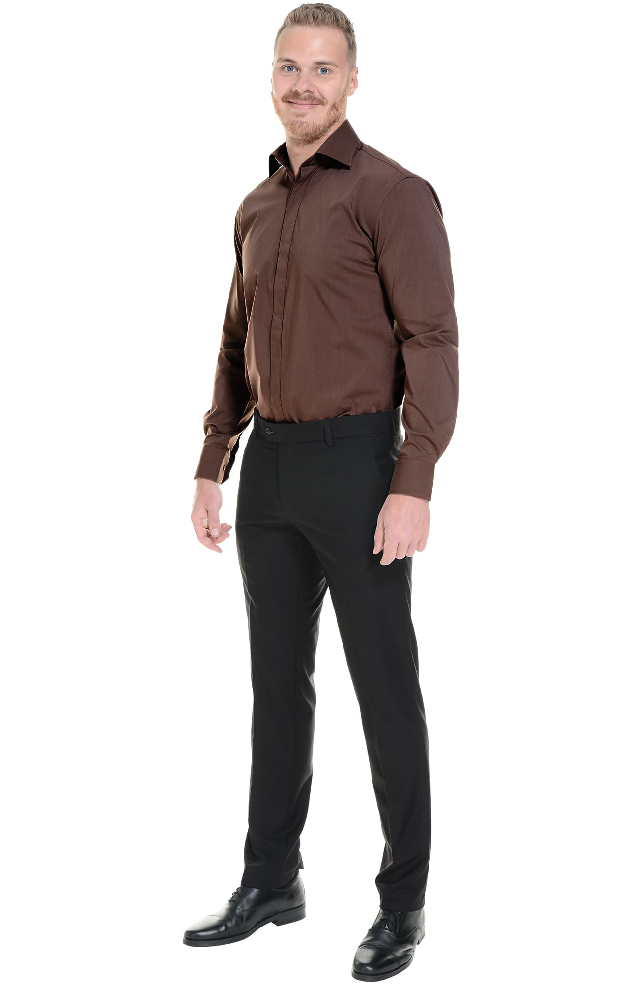 62453 Рубашка мужская  chocolate El-Risto  Корпоративная одежда  размер 41/176-182  - Вид №4