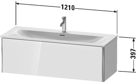 XS422604040 Тумбочка подвесная XSquare #XS4226 1210 x 478 мм Черный глянцевый лак Duravit - Вид №1