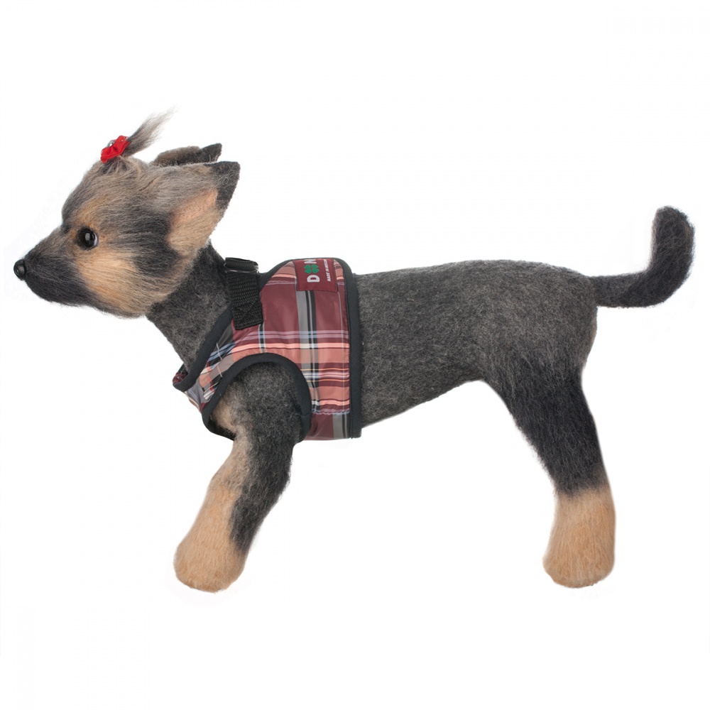 ПР0044651 Шлейка-жилет для собак Клетка бордо-4 19см Dogmoda 