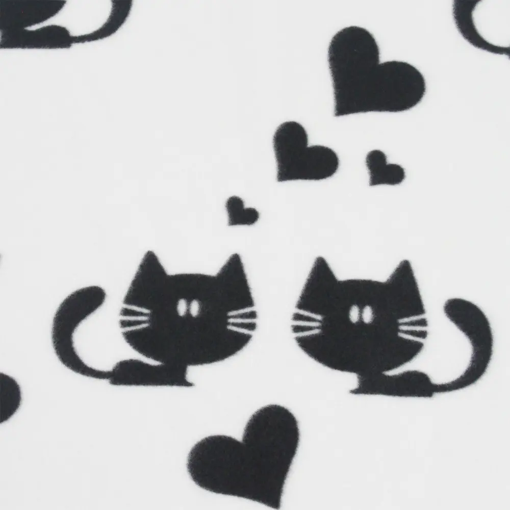 Плед «Коты и сердца» 120x150 см флис цвет чёрный/белый BELEZZA STLM-2116123