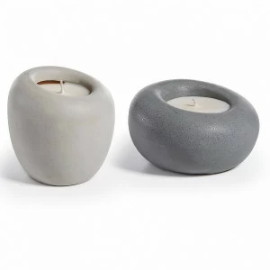 Свеча в керамическом подсвечнике Nud от La Forma, 2 штуки LA FORMA NUD 342931 Серый