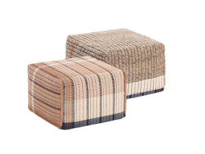Квадратный пуф из шерсти, льна и хлопка