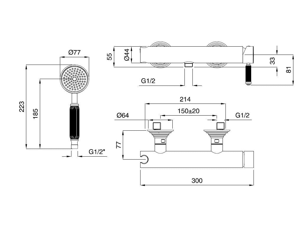 Смеситель для душа из хромированной латуни Bugnatese Athena ARCH-00050092 - Вид №2