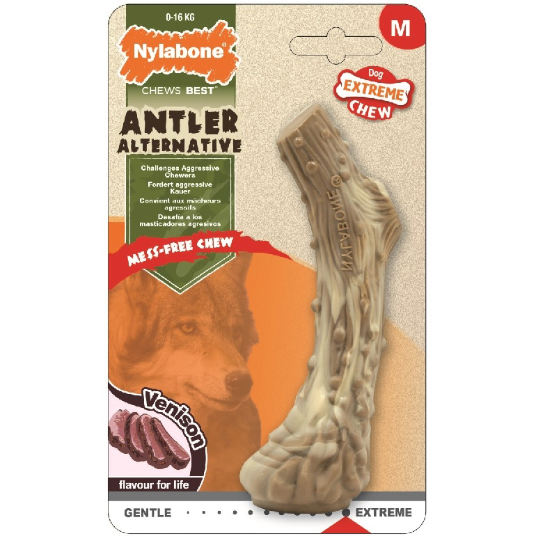 ПР0044628 Игрушка для собак Косточка Олений рог экстра жесткая с ароматом оленины М Nylabone 
