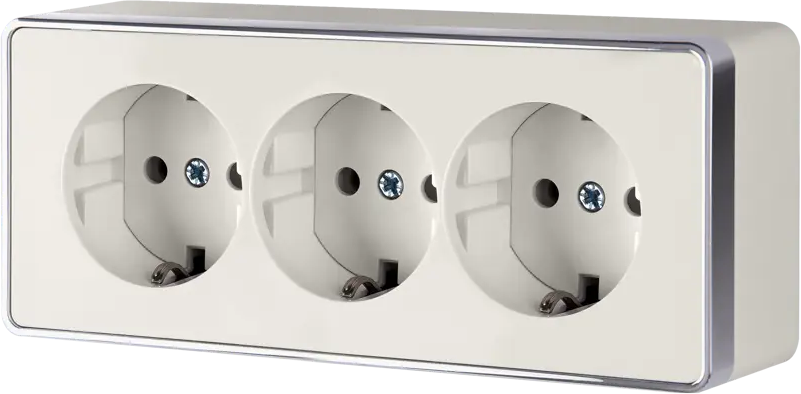 Werkel Gallant — тройная розетка накладная с заземлением в цвете слоновая кость 82824789