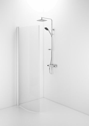 58900080 Гнутая дверь IFO Space SBVK, белые лакированные профили, прозрачное стекло с профилем ручки, SBVK 900