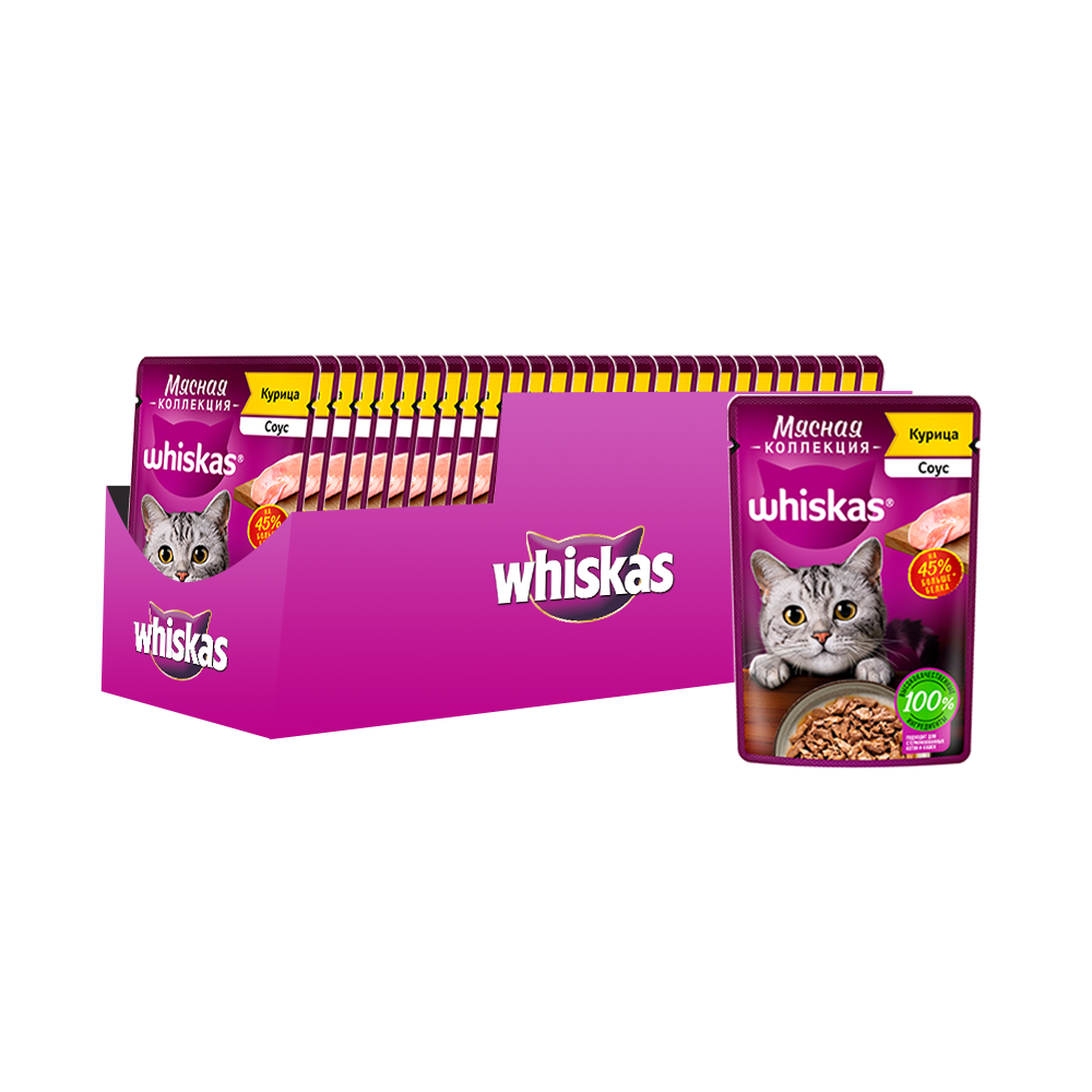 ПР0059382*28 Корм для кошек Meaty курица пауч 75г (упаковка - 28 шт) WHISKAS 
