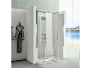 Алюминиевая и стеклянная нишевая душевая кабина с поворотной дверью