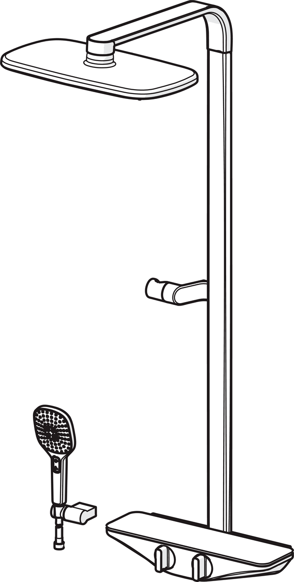 Oras 7590U-15 Смеситель с верхним душем rain shower 7590U-15 Esteta Хром/Серый  - Вид №2