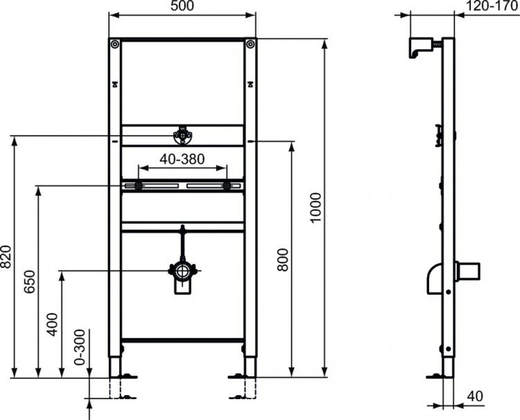 R010367 Рама для монтажа писсуара с верхней подводкой Ideal Standard PROSYS - Вид №2