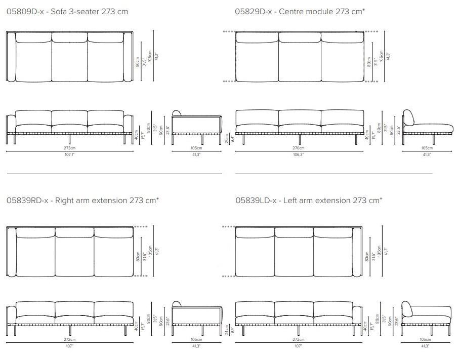 TRIBÙ Угловой диван из ткани с шезлонгом Natal alu sofa sun-id-1400871 - Вид №18