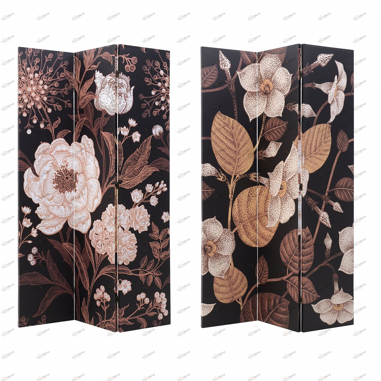 Ширма 180х120 см черно-бежевая TO4ROOMS  00-3839632 Бежевый;черный 