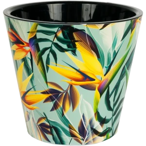 Горшок цветочный Ingreen Фиджи Тропики ø16 h14.5 см v1.6 л пластик жёлтый/зелёный