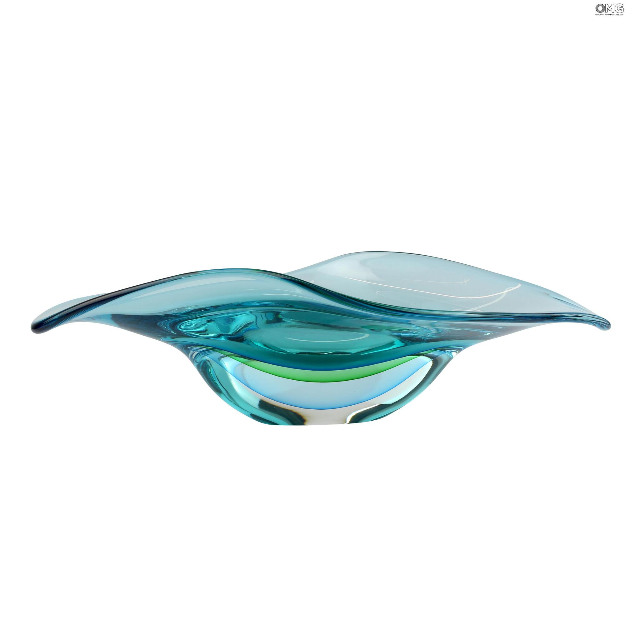 3871 ORIGINALMURANOGLASS Декоративная чаша Голубая гондола - соммерсо - муранское стекло OMG 53 см  - Вид №1