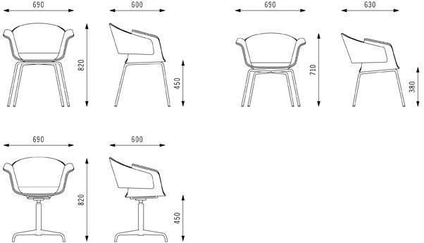 BENE Кресло поворотное с 4-мя спицами для залов ожидания sun-id-1499180 - Вид №1