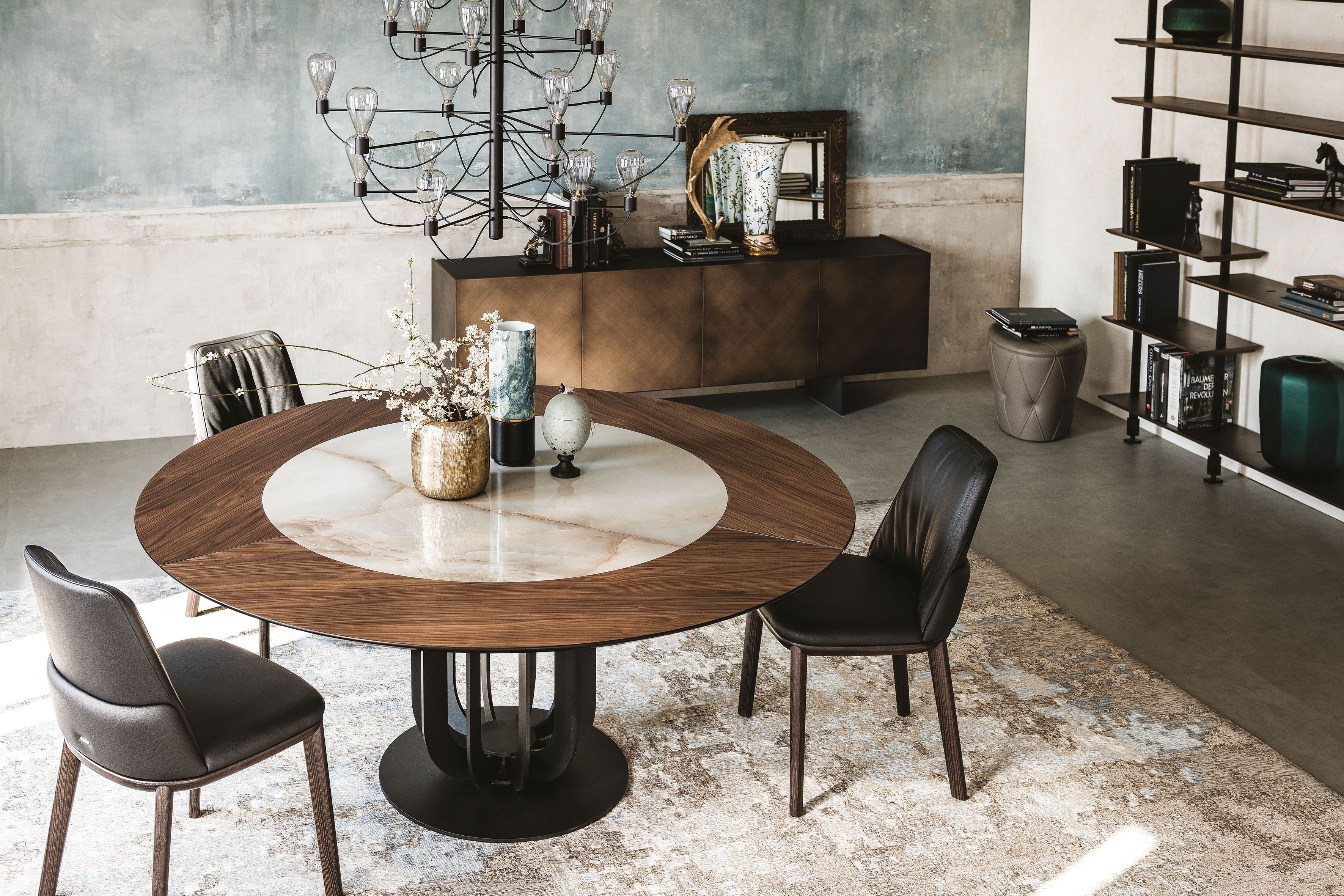 Круглый деревянный стол и керамическая вставка Cattelan italia Soho ARCH-00090311 - Вид №2