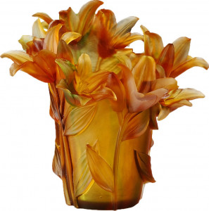 10670383 Cristal de Paris Ваза Cristal de Paris Лилия 20см (янтарь) Хрусталь