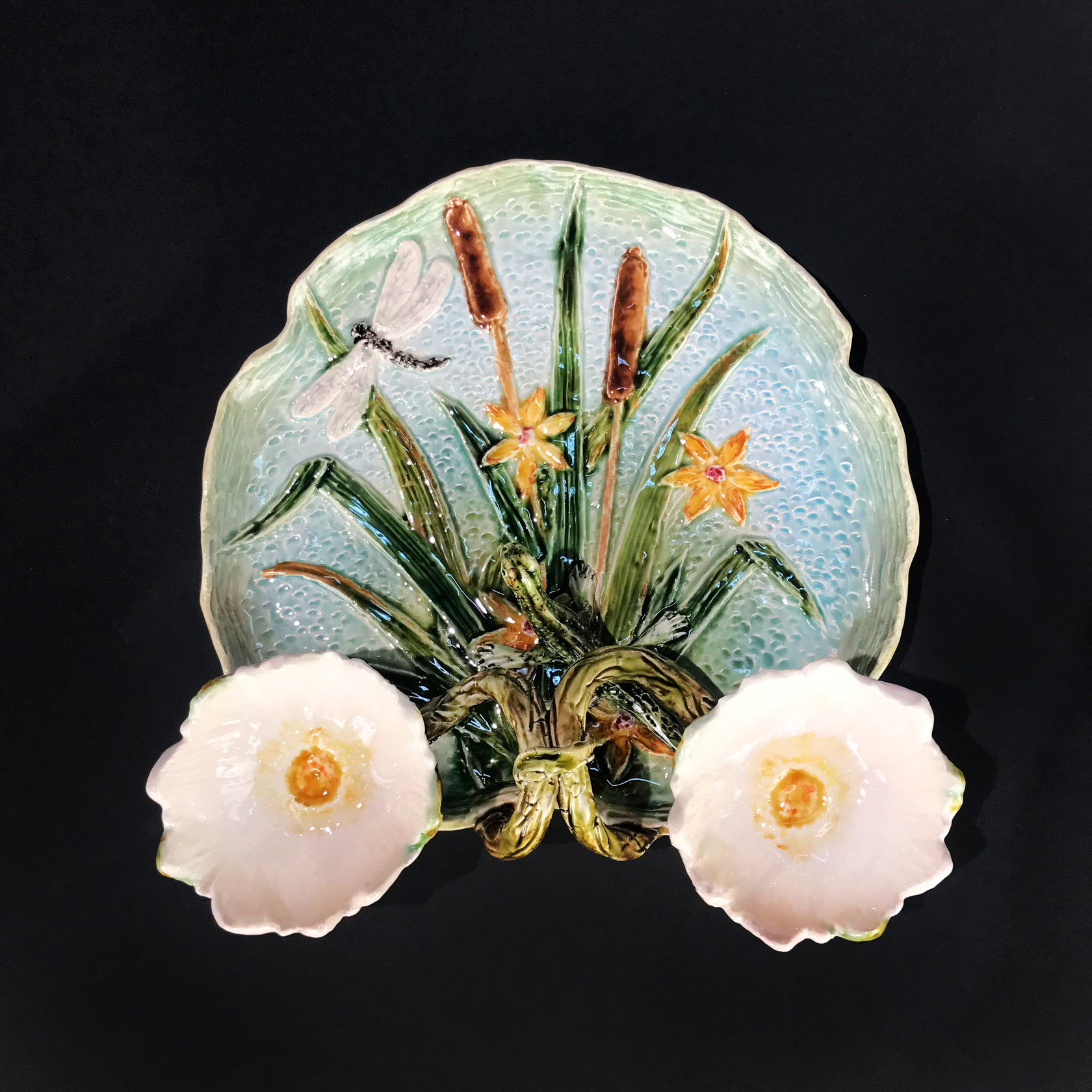 Блюдо для закусок (с двумя кувшинками) Бирюза/Салатовый PROVANSFAIENCE sun-id-994771 - Вид №14