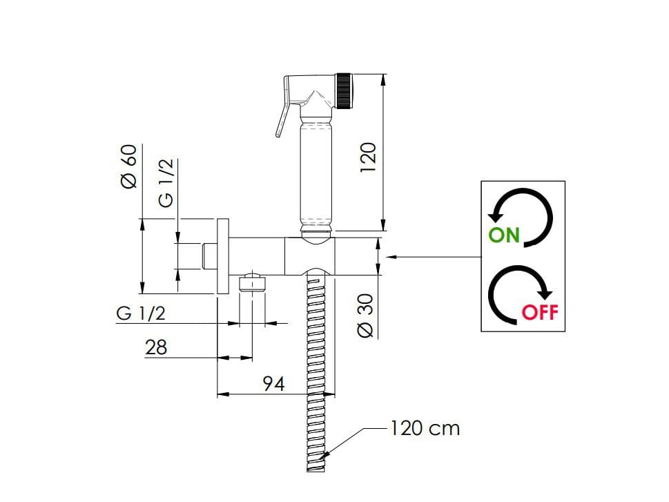 Shut-off настенный ручной душ с гибким Rubinetterie Mariani Next ARCH-00037913 - Вид №2