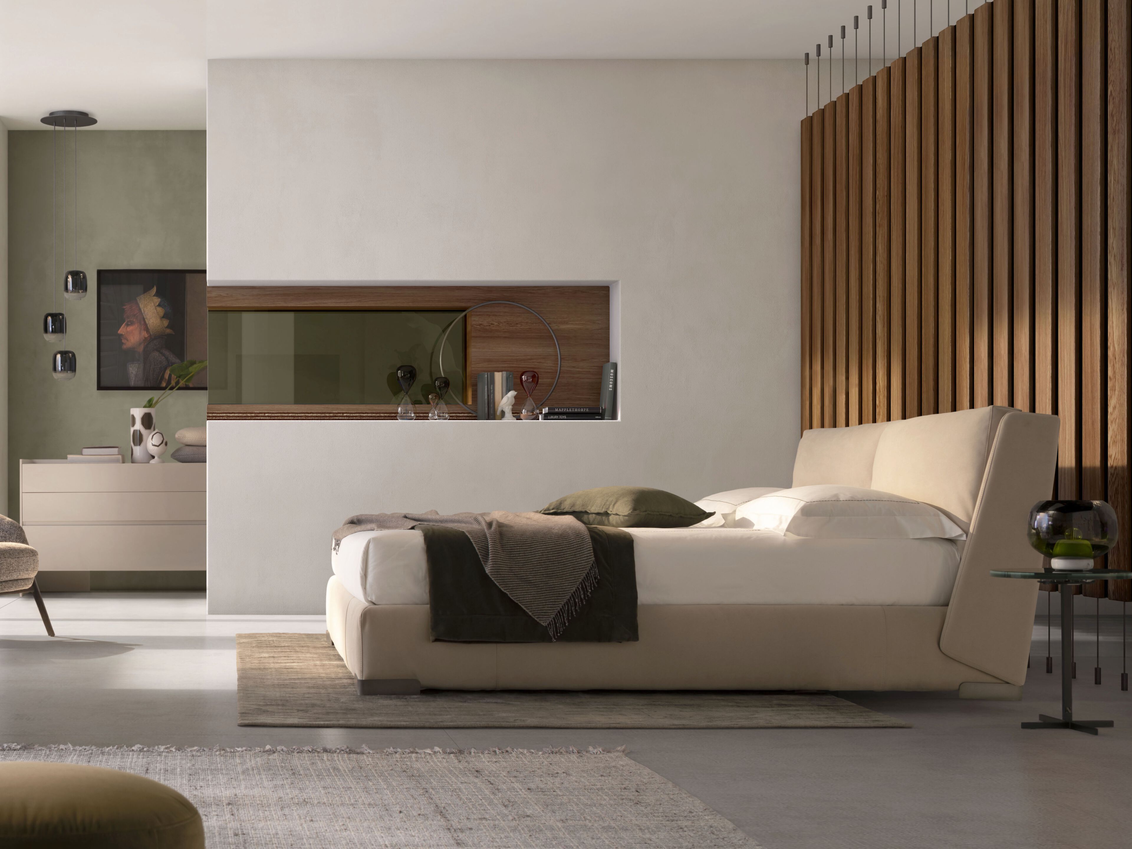 Двуспальная кровать с мягкой тканью Natuzzi Italia FENICE ARCH-00083402 - Вид №2