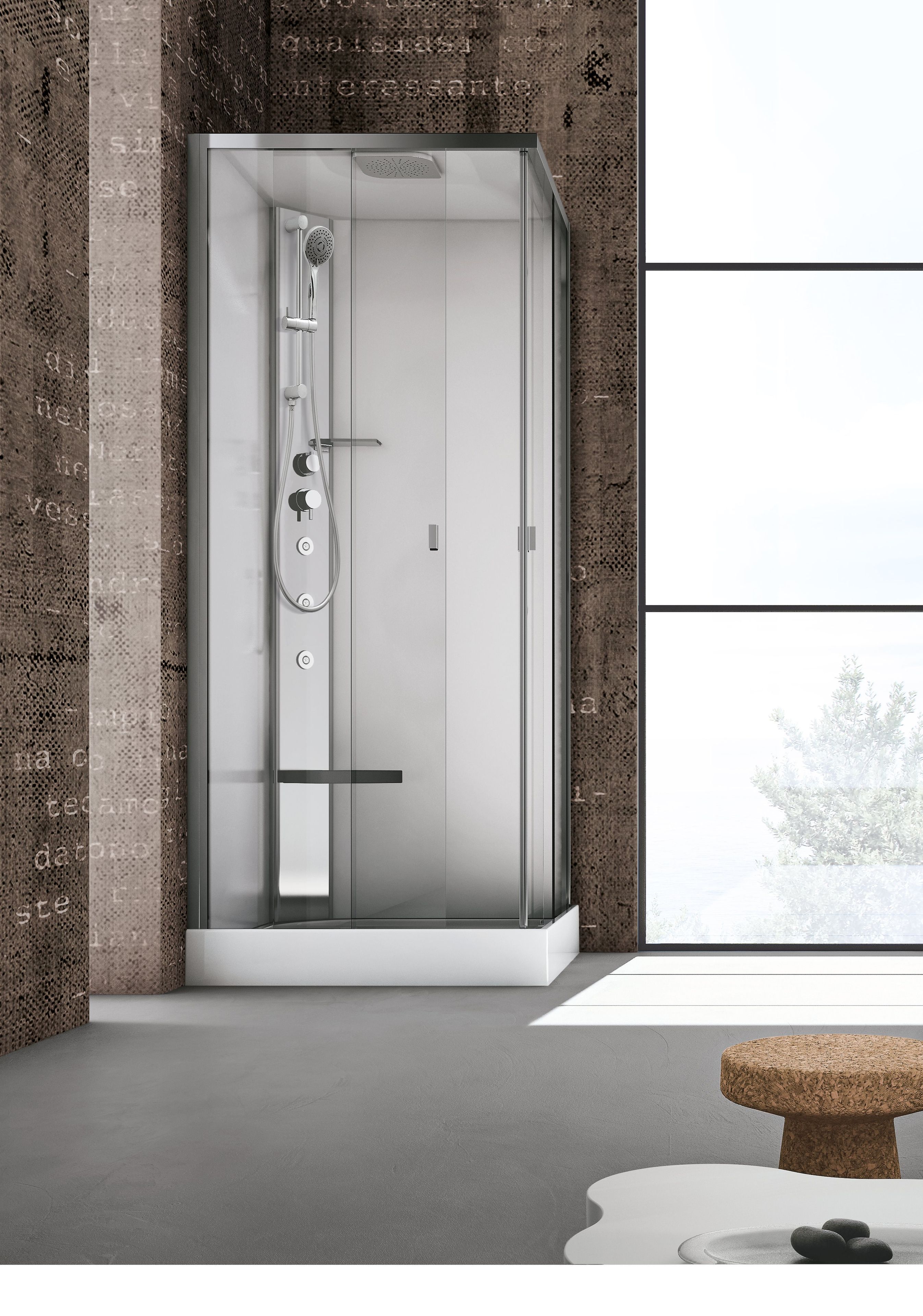 Многофункциональная угловая душевая кабина из нержавеющей стали и хрусталя Gruppo Geromin Звуковая ARCH-00095233 - Вид №3