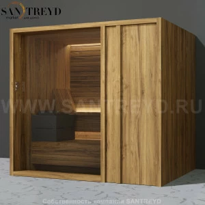 Effegibi YOKU.D105 SA.70200005 Сауна с правой дверью. Мощность: 10,5 кВт макс. Размеры: длина 230 см, ширина 200 см. Отделка: термообработанное дерево