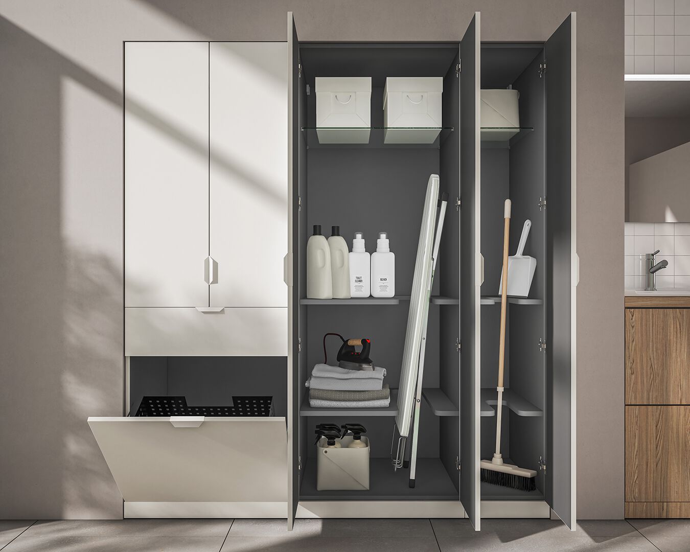 Шкаф для стиральной машины со стиральной машиной BMT Kosmo ARCH-00102595 - Вид №1