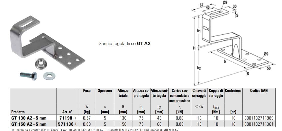 Система крепления черепицы из нержавеющей стали FISCHER Fischer GT A2 ARCH-00113858 - Вид №5