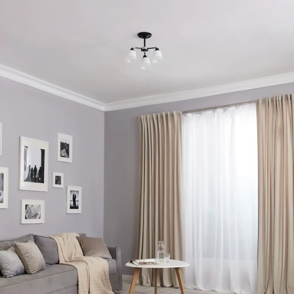 Люстра потолочная Рифма 3 лампы 9 м² цвет чёрный/белый КЛЮЧНИК STLM-2206358 - Вид №9