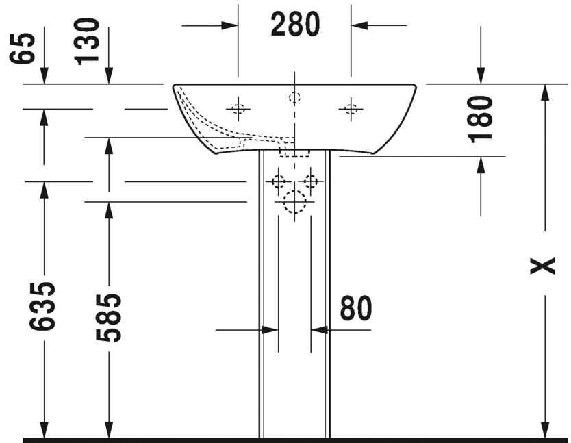 2335600030 Подвесная раковина настенная овальная Duravit ME BY STARCK - Вид №2