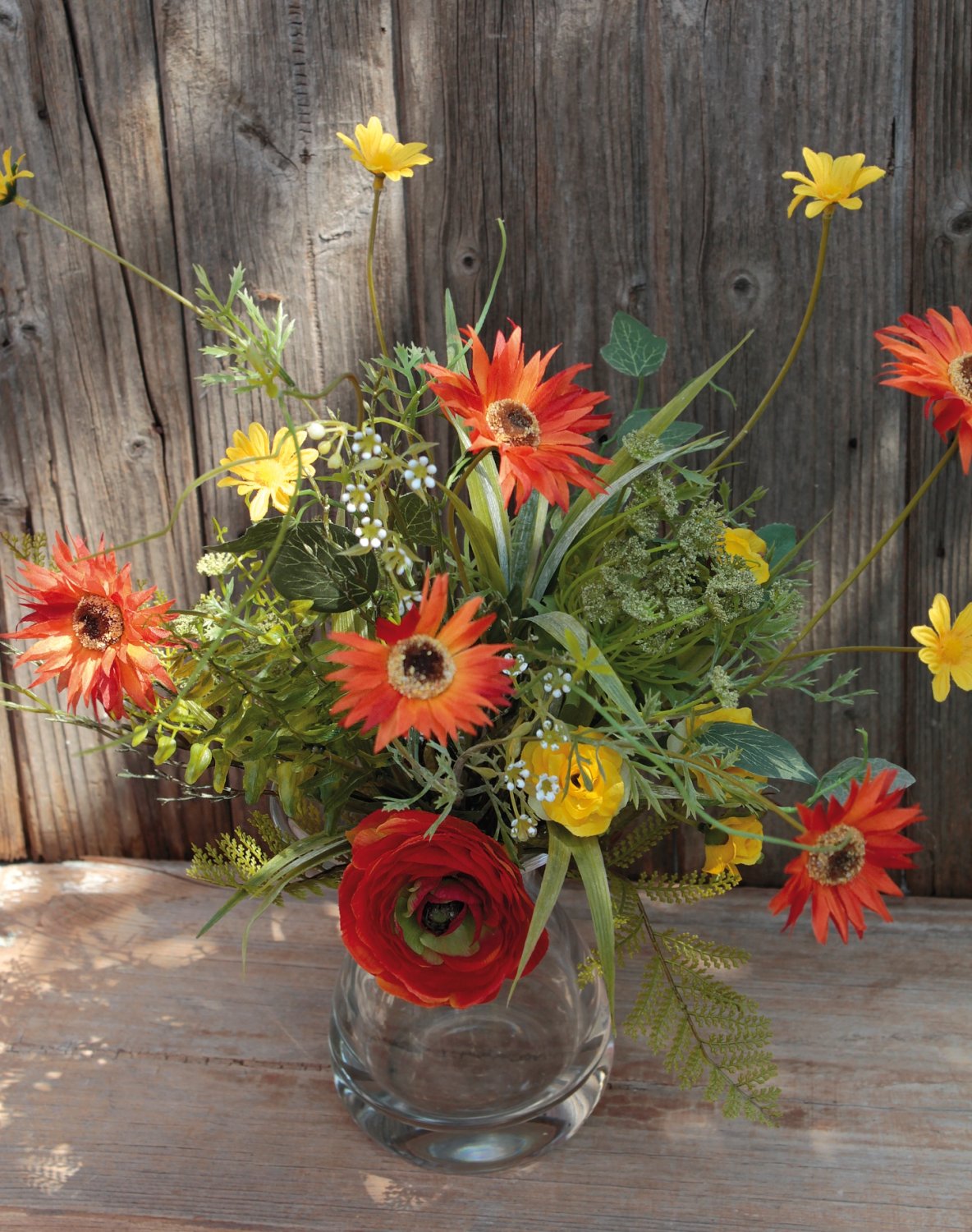 3680 334 a3 Искусственный букет 'роза / гербера / ранункулюс', 45 см, оранжевый H-andreas  - Вид №1