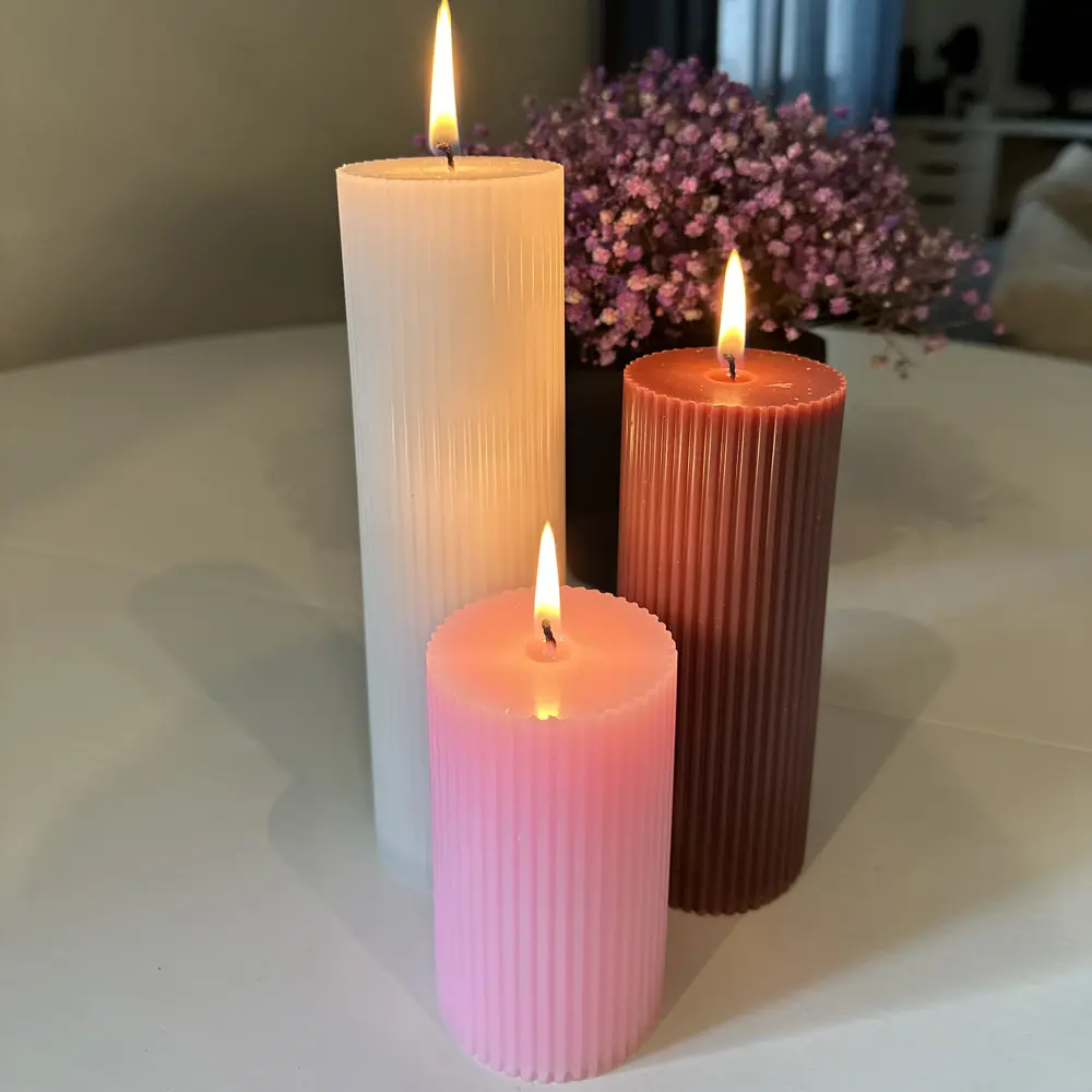 Дизайнерская свеча-столбик Ribbed коричневая 15 см 89370273 Santreyd STLM-0834411 - Вид №4