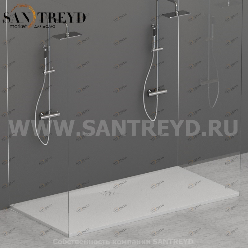 DR18090501 Душевой поддон 180х90 см цвет Белый бархат Globo DOCCIASMART Италия Ceramica Globo