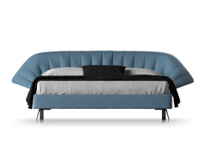 Двуспальная кровать-контейнер с мягким изголовьем