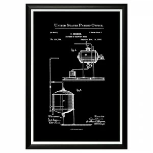 Постер черно-белый 46х66 см "Патент Циммера на цикл пивоварения" BYOBJECT ГРАФИКА 00-3875244 Белый;черный