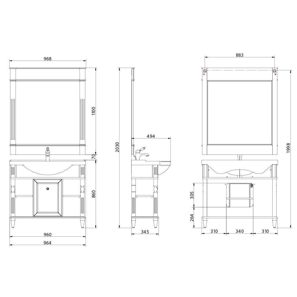 26677 Тумба под раковину Migliore Kantri  - Вид №1
