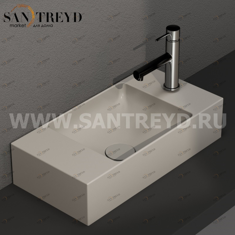 B6R52GH Подвесная раковина настенная прямоугольная Ceramica Globo T-EDGE серая