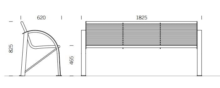 Скамья из нержавеющей стали с подлокотниками BENKERT BANKE Siardo ARCH-00088476 - Вид №3