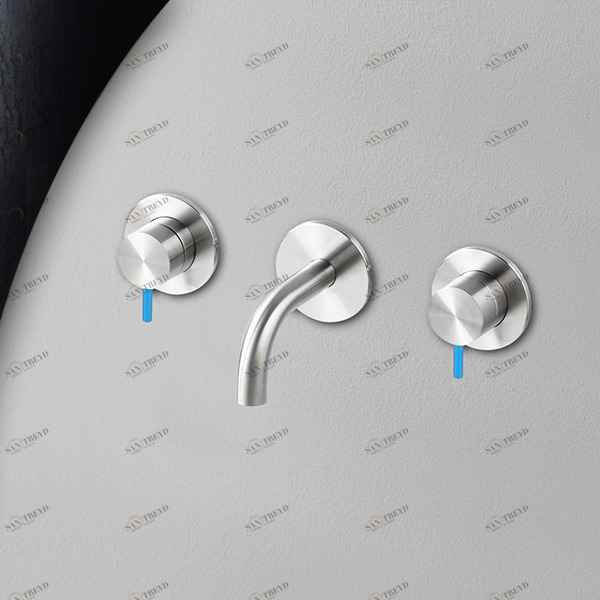 Смеситель для раковины сталь глянцевая с синей ручкой Toki Radomonte TKI27SCIL26