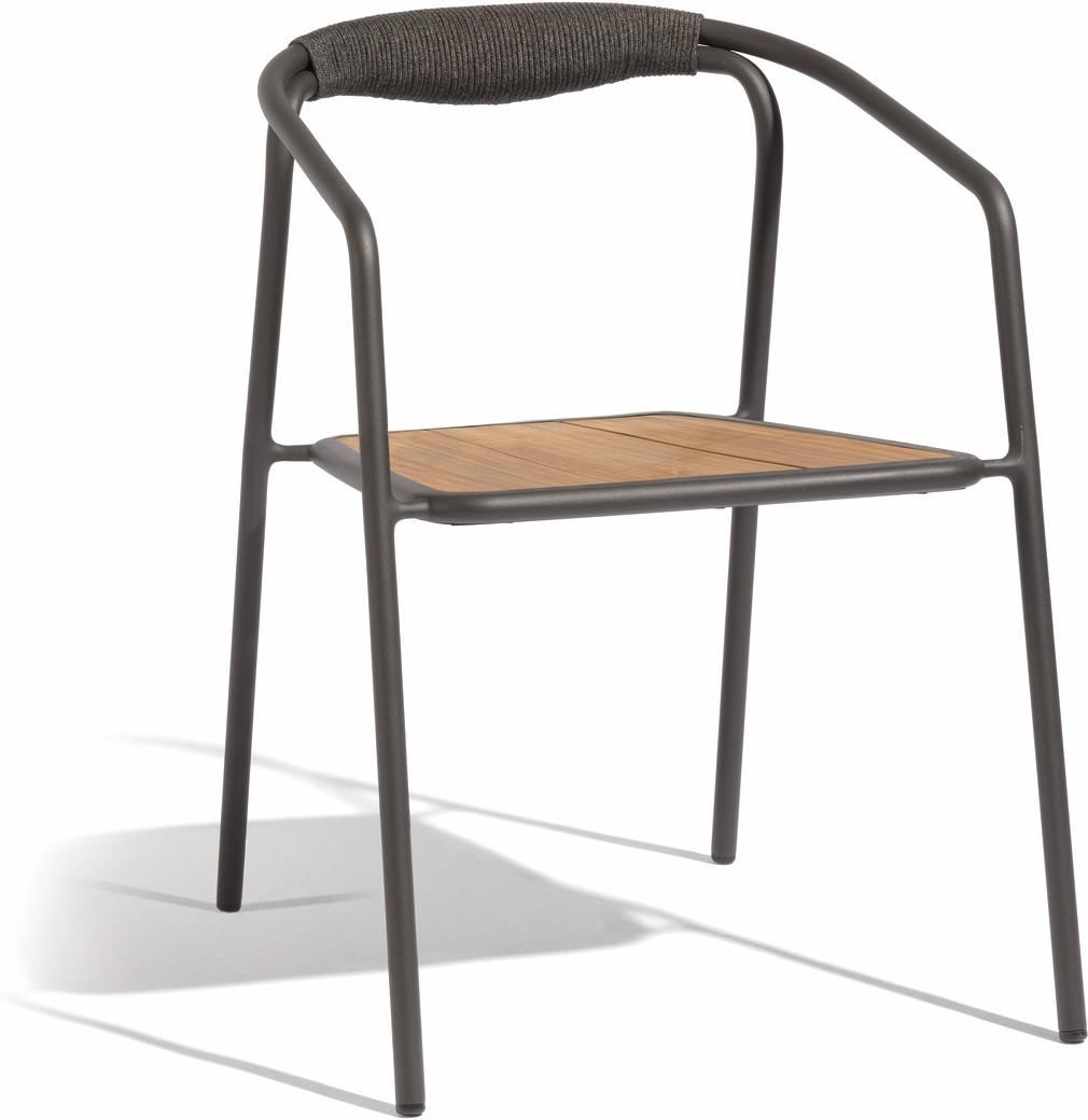 Стул лава веревка 4,5мм антрацит + teak Manutti Duo MNST39