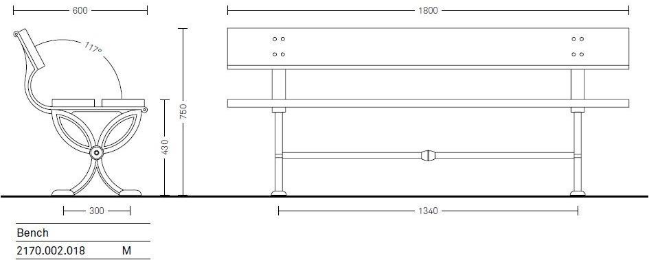 Neri Деревянная скамейка со спинкой Nyssa 2170  - Вид №7