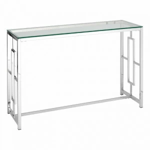 Консоль стеклянная 120х40 см прозрачная с серебром "Бруклин" STOOL GROUP  00-3881907 Серебро